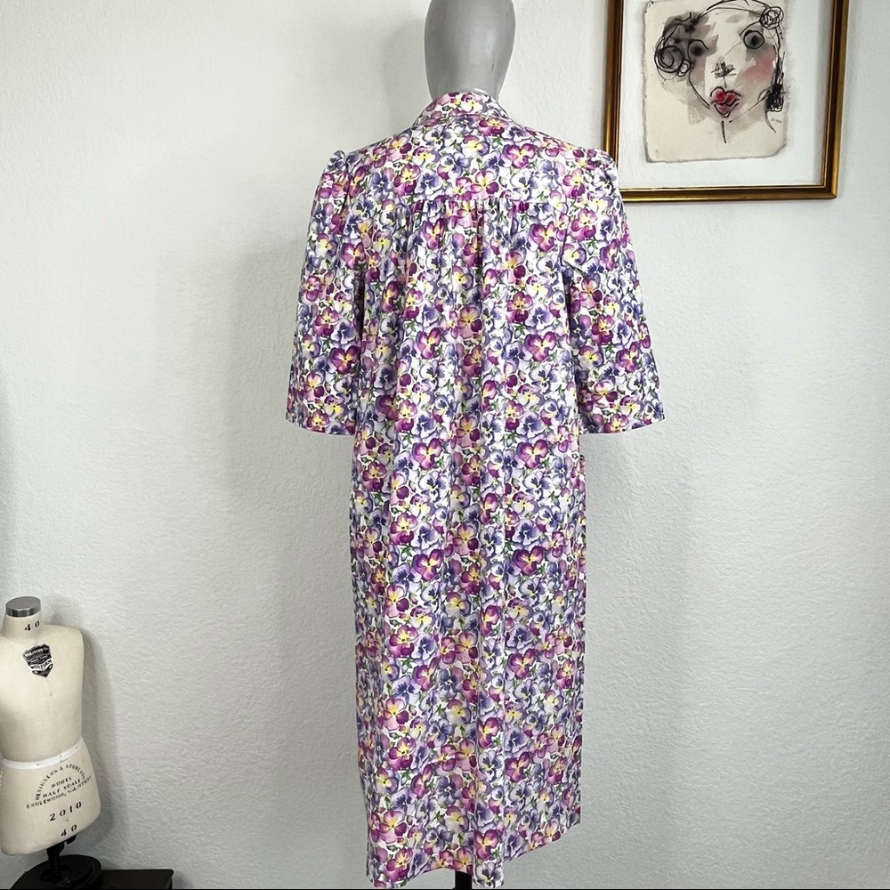 Pansy Gathered Shoulder Patch PocKet House Coat Robe - Picture 6 of 8